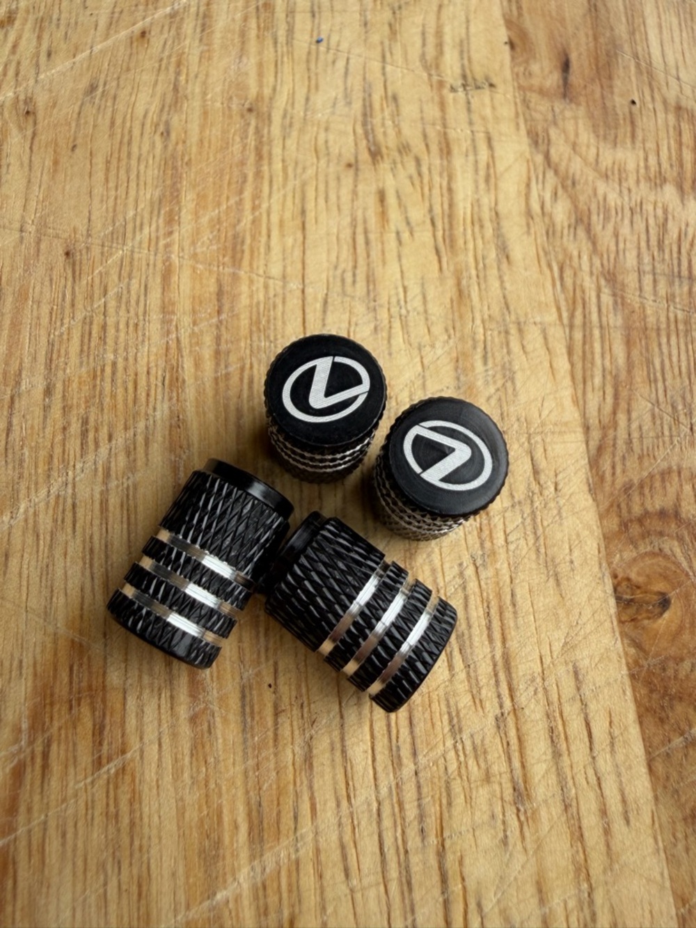 Lexus Luxury Black Alloy Valve Stem Caps (4pc Set) - Metal Tire Air Covers